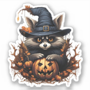Wild Animal With Pumpkin Cartoon Halloween Racoon