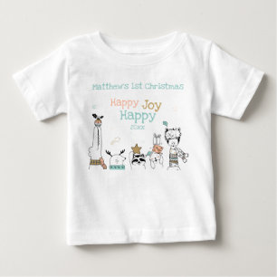 Wild  Animals Baby's 1st Christmas Happy Happy Joy Baby T-Shirt