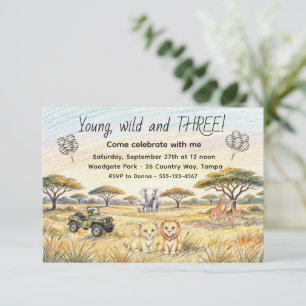 Wild Animals Birthday Party Digital Download Invitation