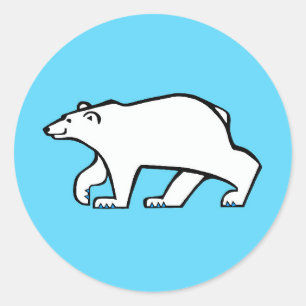 Wild animals - Cool  POLAR BEAR - Arctic blue Classic Round Sticker