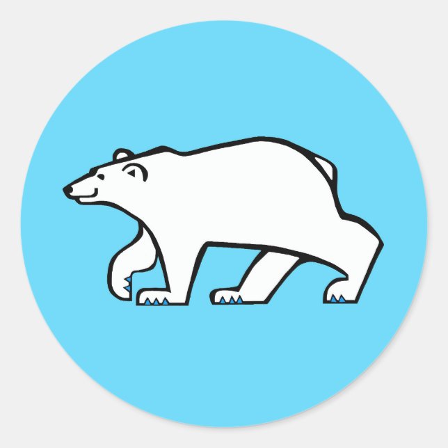 Wild animals - Cool  POLAR BEAR - Arctic blue Classic Round Sticker (Front)