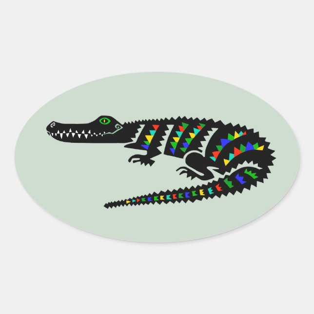 Wild animals CROCODILE - Reptile  - Wildlife - USA Oval Sticker (Front)