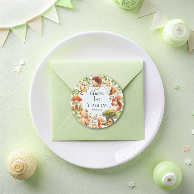 Wild Animals Cute Magical Forest Classic Round Sticker (Creator Uploaded)