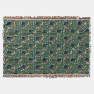 Wild Animals Forest Friends Pattern Throw Blanket