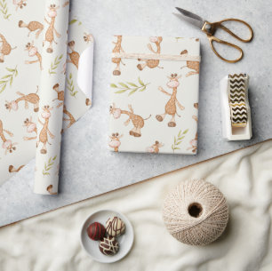 Wild Animals Giraffe Kids Wrapping Paper