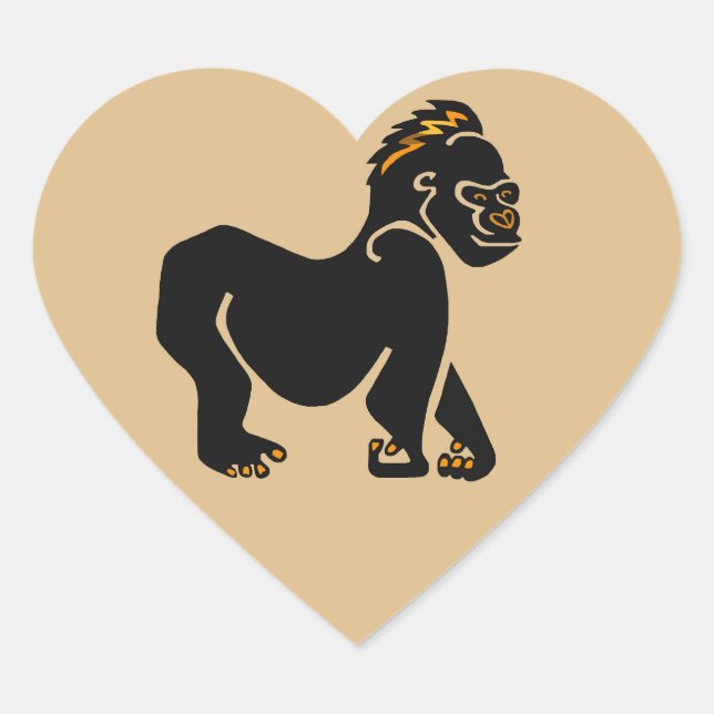Wild animals - GORILLA - ape -primate - wildlife Heart Sticker (Front)