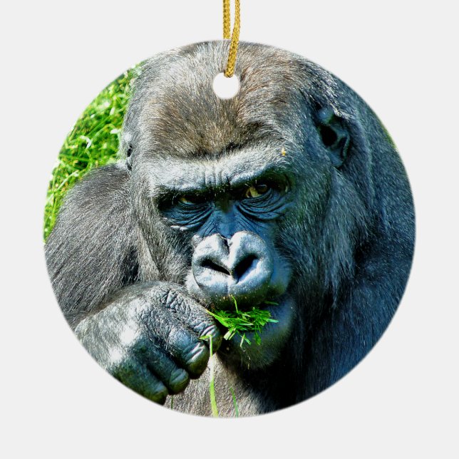 WILD ANIMALS - GORILLAS CERAMIC TREE DECORATION (Front)