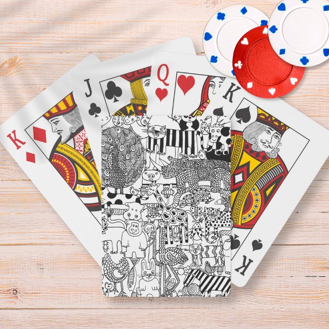 Wild Animals Hand Drawn Black and White Art Playing Cards (Creator Uploaded)