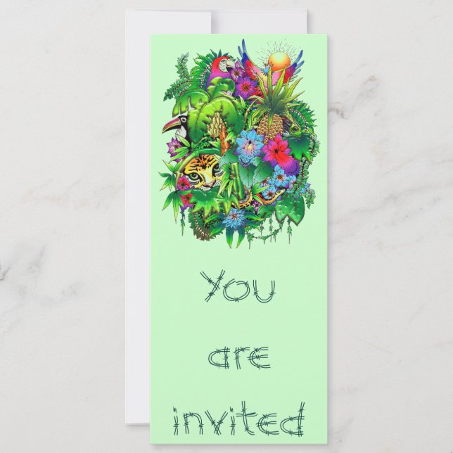 Wild Animals hidden in Surreal Jungle Invitation (Front)