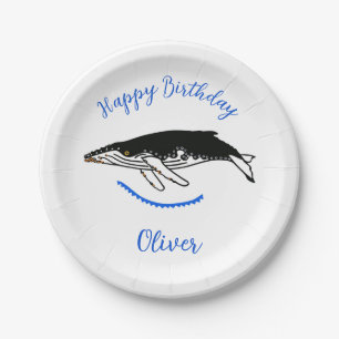 Wild animals - Humpback WHALE - Happy birthday Paper Plate