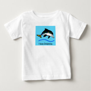 Wild animals - I love DOLPHINS  - Marine blue - Baby T-Shirt