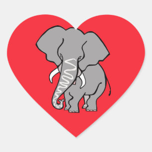 Wild animals - I love ELEPHANTS - Nature - Red Heart Sticker