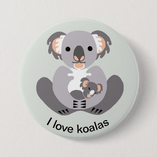 Wild animals - I love KOALAS - Aussie wildlife- 7.5 Cm Round Badge