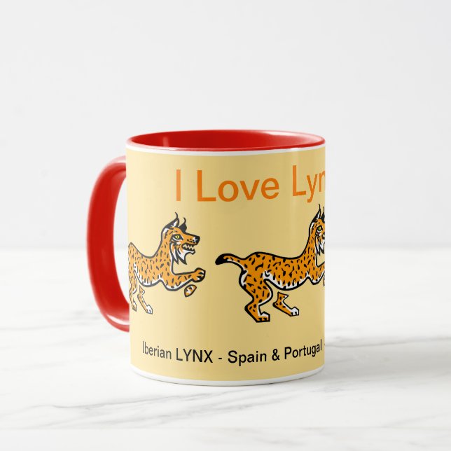 Wild animals - I love LYNXES - Nature - Yellow Mug (Front Left)