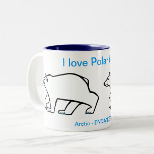 Wild animals -  I love Polar BEARS - Arctic Two-Tone Coffee Mug