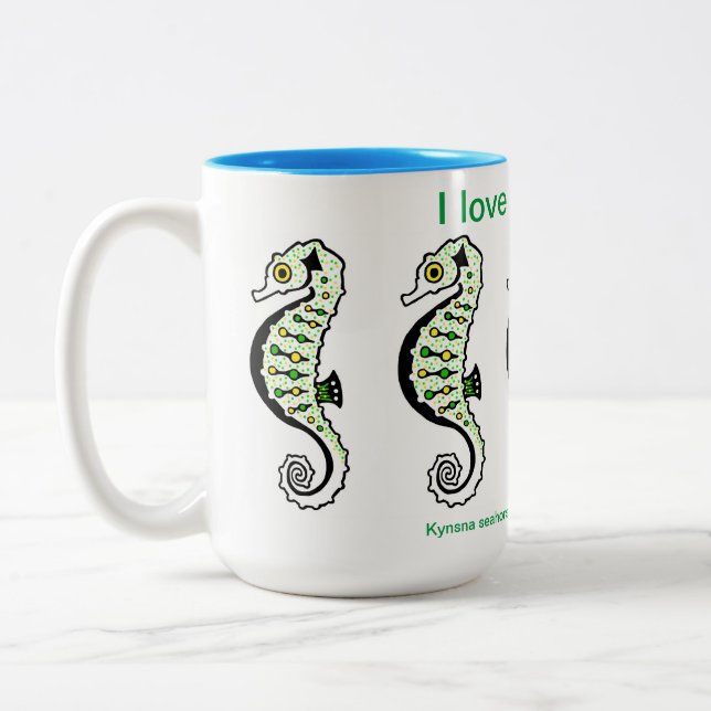 Wild animals -  I love SEAHORSES - Oceans Two-Tone Coffee Mug (Left)