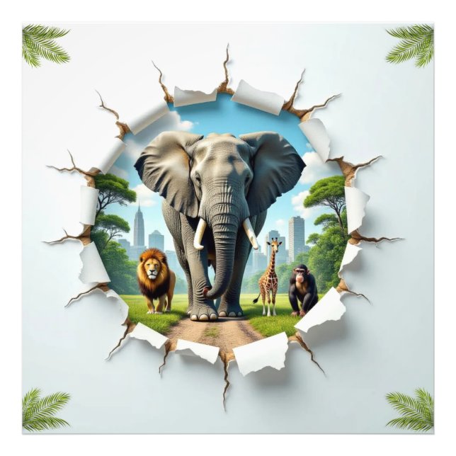 Wild Animals in City Park Photo Print (Front)