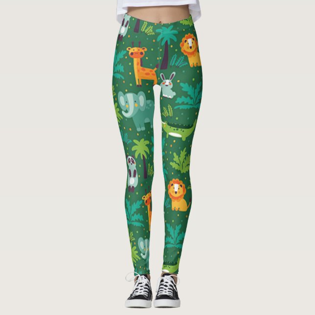 Wild Animals In Jungle Leggings (Front)