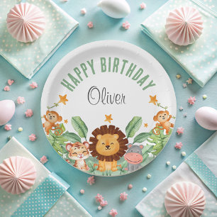Wild Animals Jungle Animals Tropical Boy Birthday Paper Plate