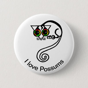 Wild animals -  love POSSUMS -Australian wildlife 6 Cm Round Badge