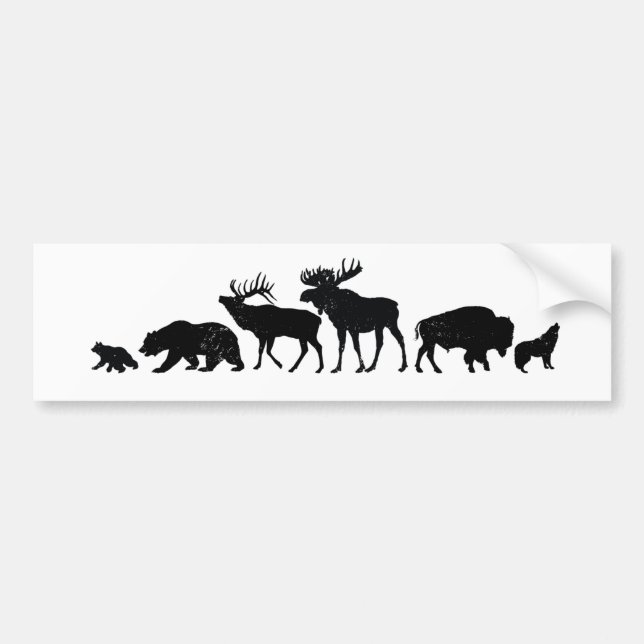 Wild Animals of Yellowstone Bumper Sticker (Front)