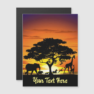 Wild Animals on African Savanna Sunset