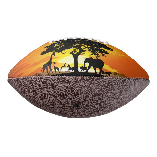 Wild Animals on African Savanna Sunset American Football (Rotated 270)