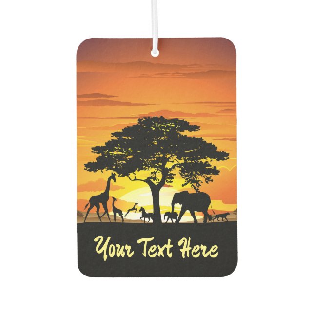 Wild Animals on African Savanna Sunset Car Air Freshener (Front)