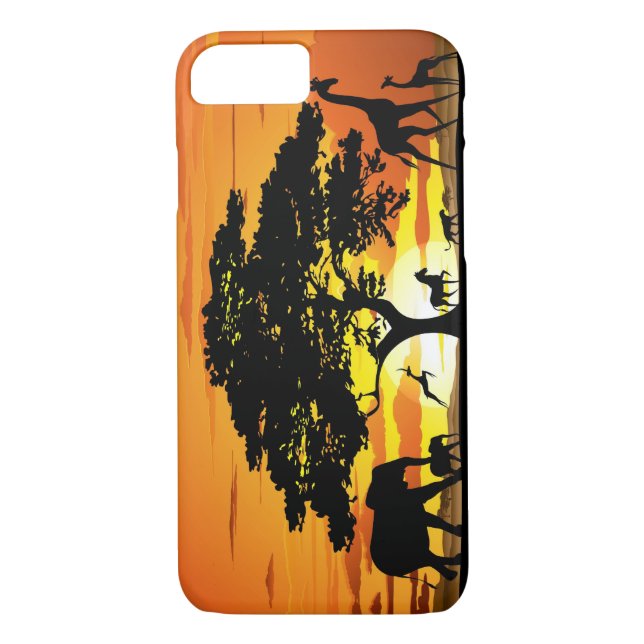 Wild Animals on African Savanna Sunset Case-Mate iPhone Case (Back)