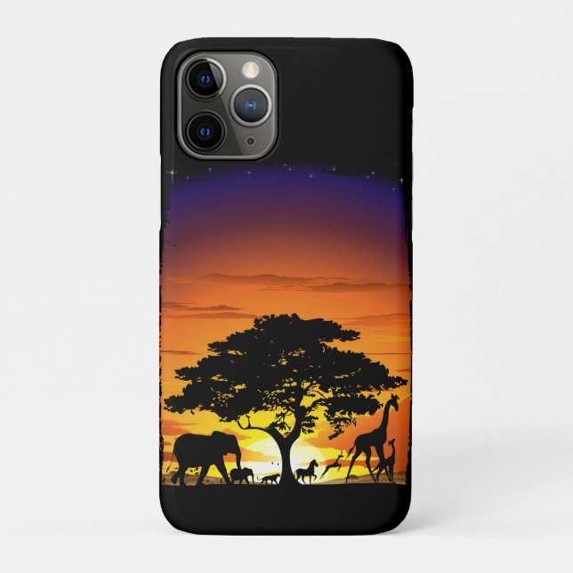 Wild Animals on African Savanna Sunset Case-Mate iPhone Case (Back)