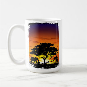 Wild Animals on African Savanna Sunset Coffee Mug
