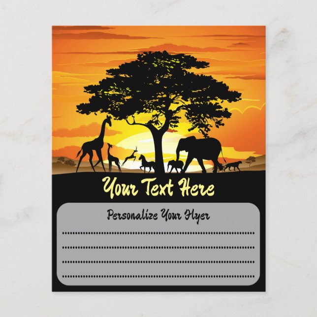 Wild Animals on African Savanna Sunset Flyer (Front)
