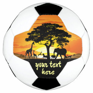 Wild Animals on African Savanna Sunset Football