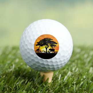 Wild Animals on African Savanna Sunset Golf Balls