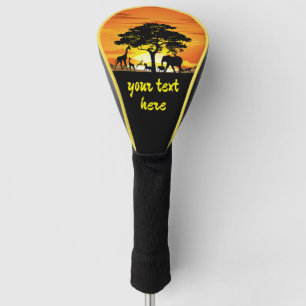 Wild Animals on African Savanna Sunset Golf Head Cover