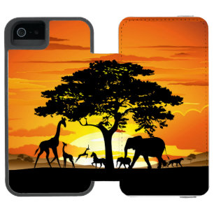 Wild Animals on African Savanna Sunset Incipio Watson™ iPhone 5 Wallet Case