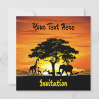 Wild Animals on African Savanna Sunset