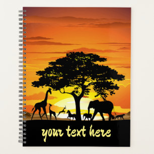 Wild Animals on African Savanna Sunset Planner