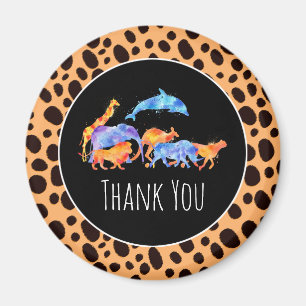 Wild Animals on an Exotic Cheetah Print  Thank You Magnet