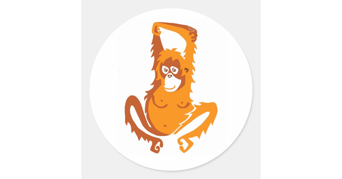 Wild animals ORANGUTAN Endangered animal Classic Round Sticker Zazzle