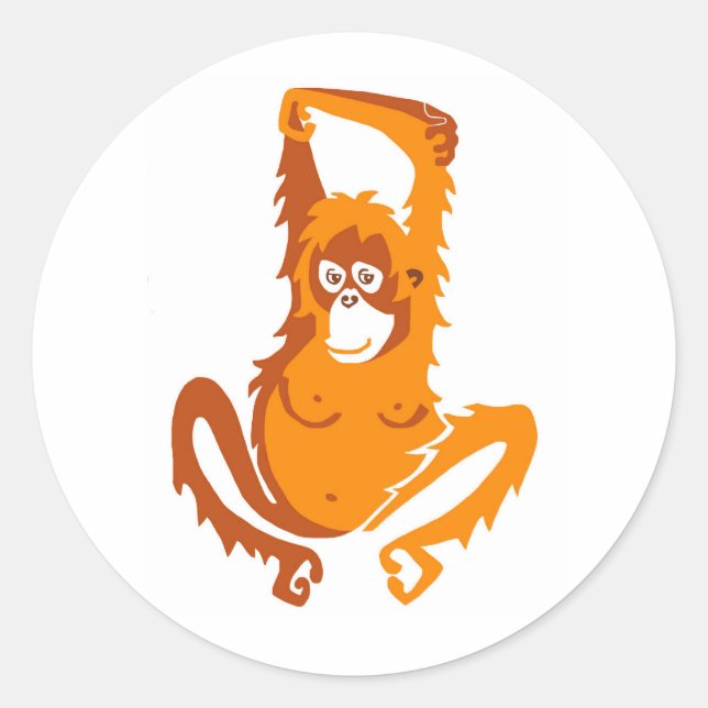  Wild animals -ORANGUTAN -Endangered animal -  Classic Round Sticker (Front)