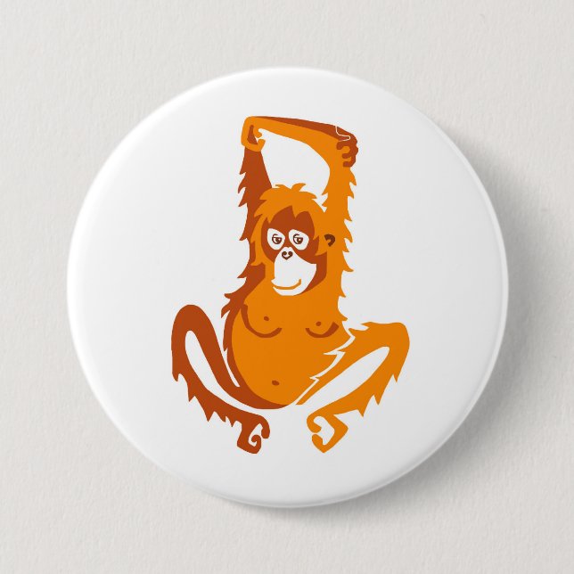 Wild animals ORANGUTAN - Endangered animal graphic 7.5 Cm Round Badge (Front)