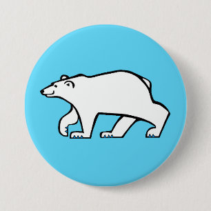 Wild animals-  Polar BEAR- Wildlife - Ice blue 7.5 Cm Round Badge