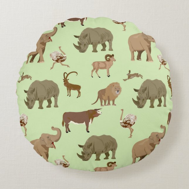 Wild animals round cushion (Front)