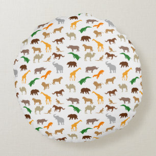 Wild animals round cushion