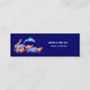 Wild Animals Running Together Colourful Watercolor Mini Business Card