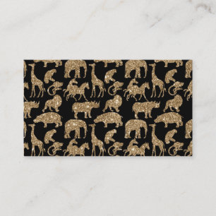 Wild Animals Safari Elegant Golden Glitter Sparkle Business Card