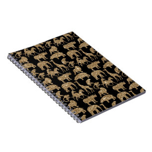 Wild Animals Safari Elegant Golden Glitter Sparkle Notebook