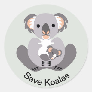 Wild animals - Save KOALAS - Endangered animal Classic Round Sticker