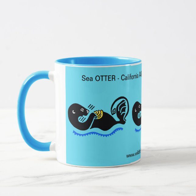 Wild animals -Sea OTTER - - Nature - Blue Mug (Left)